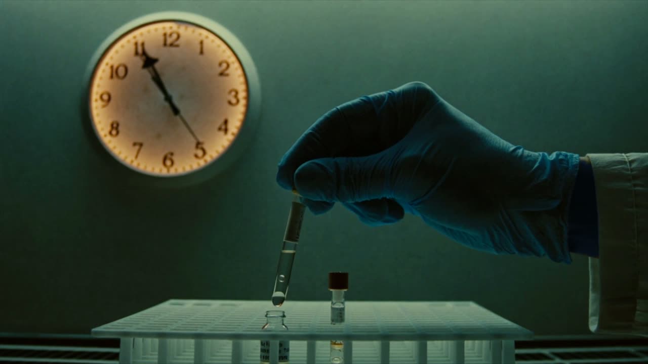 Pipet di depan jam dinding menjelang tengah malam